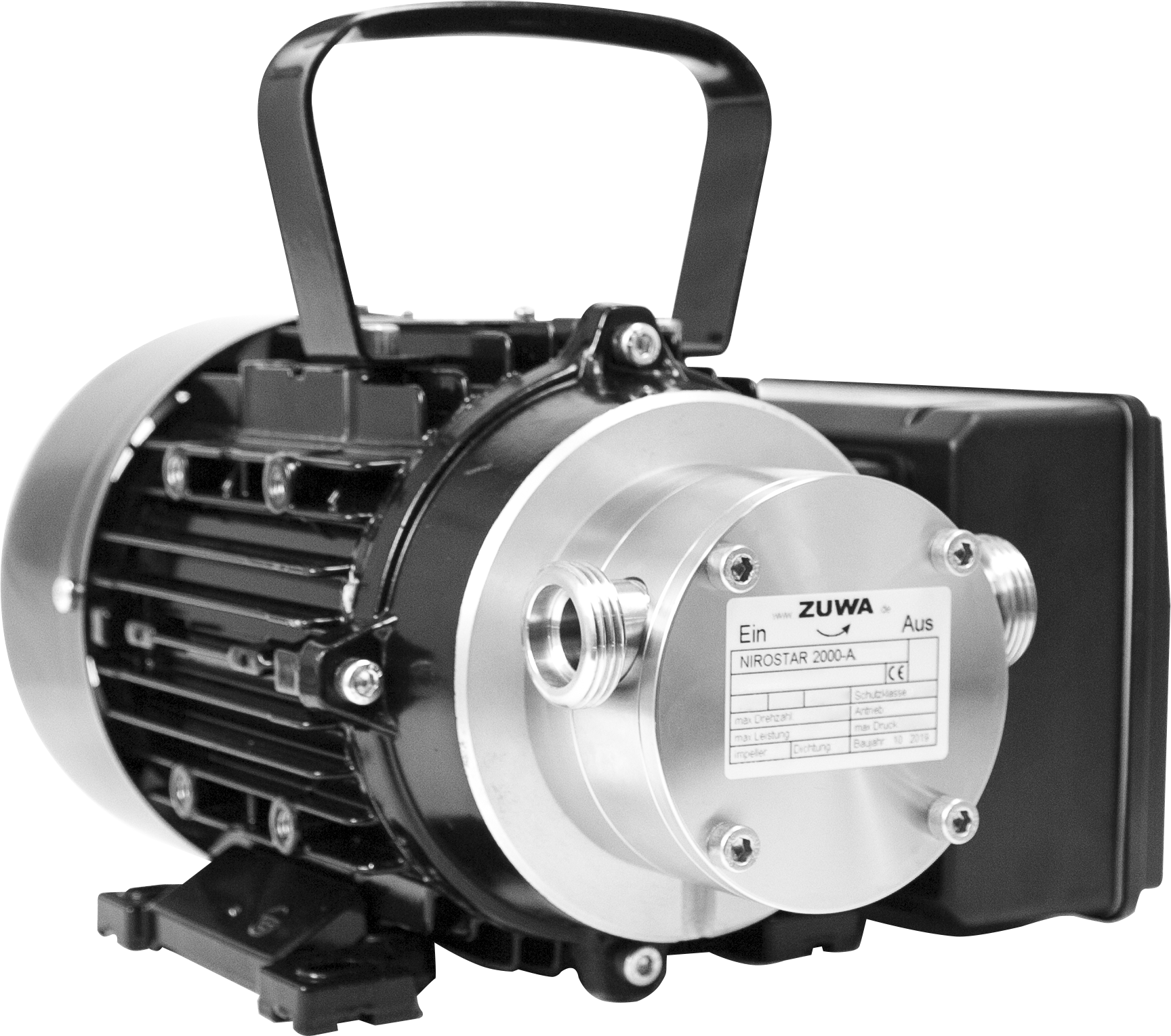 Impellerpumpe mit Motor, Kabel und Stecker